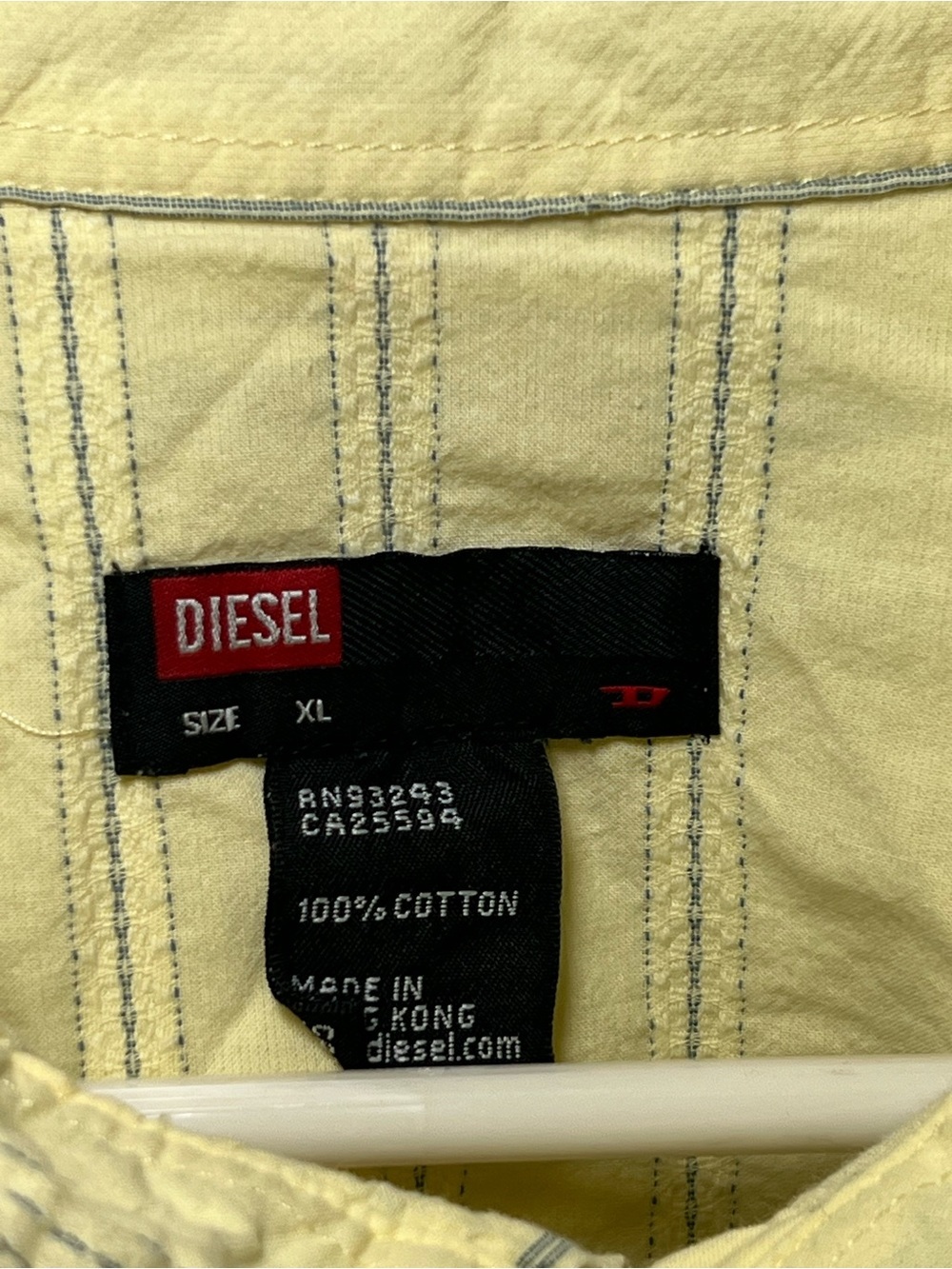 Diesel Space Research Center Yellow Striped Snap Button Shirt XL Y2K Utility - Picture 7 of 15